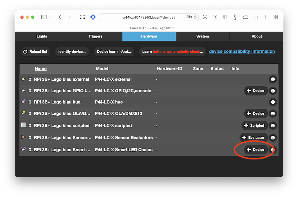 P44-xx Web-UI Hardware Tab