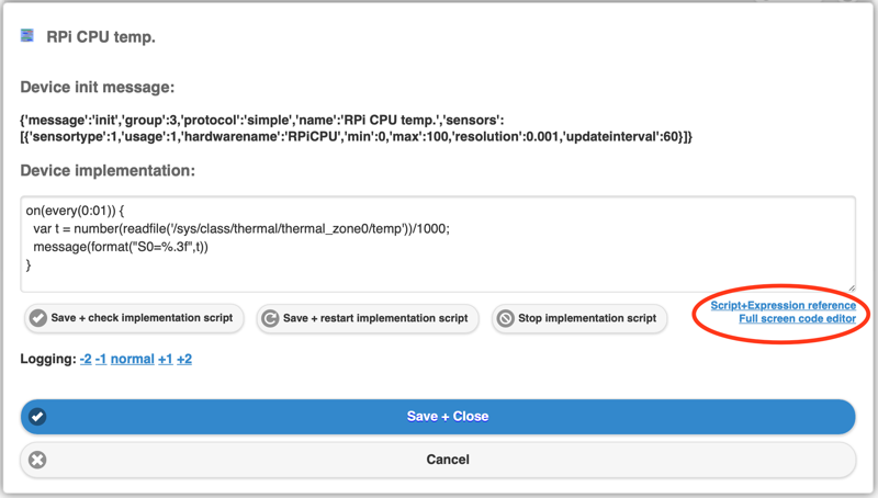 Custom Device edit dialog