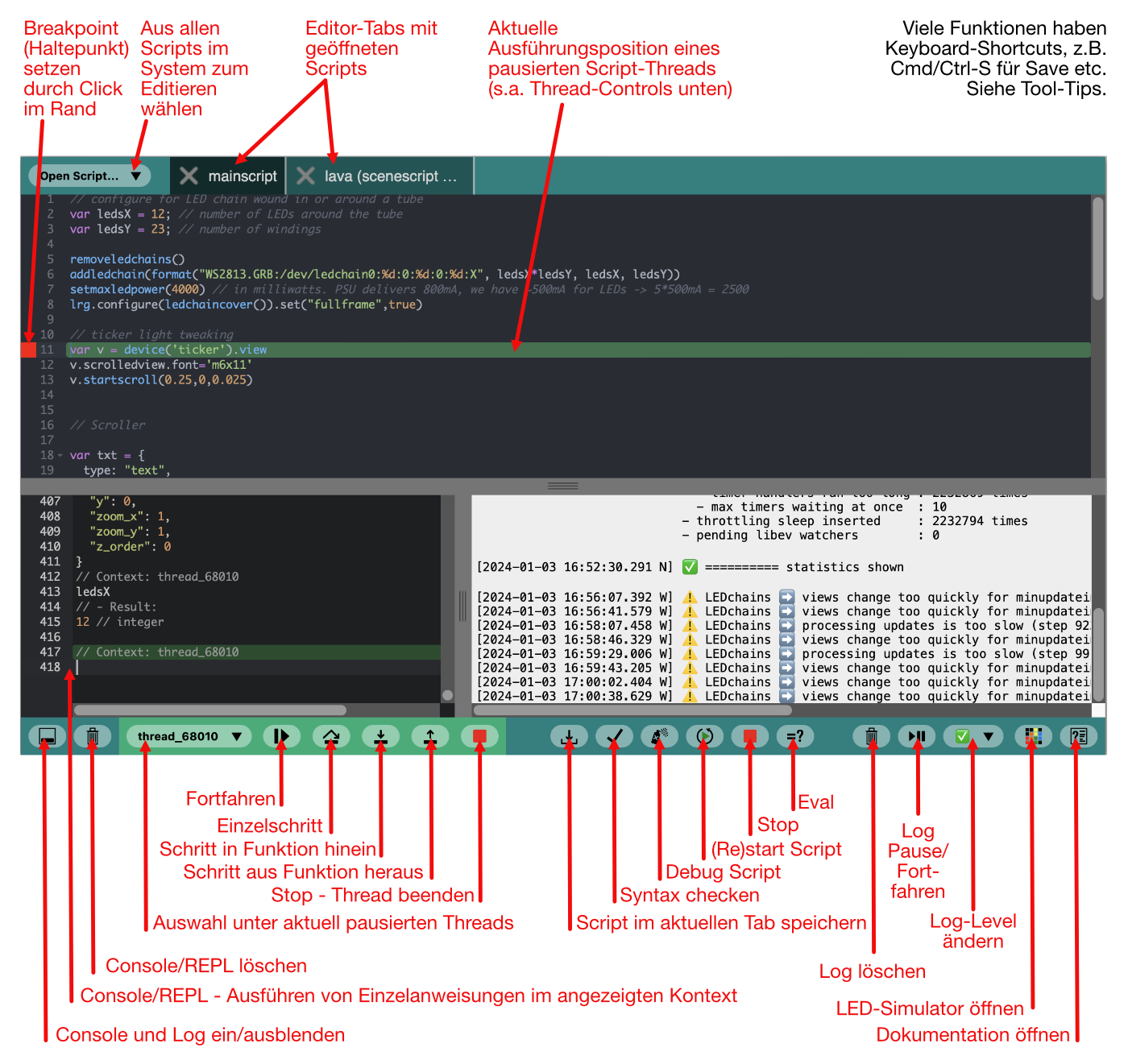 p44script IDE Elemente-Übersicht