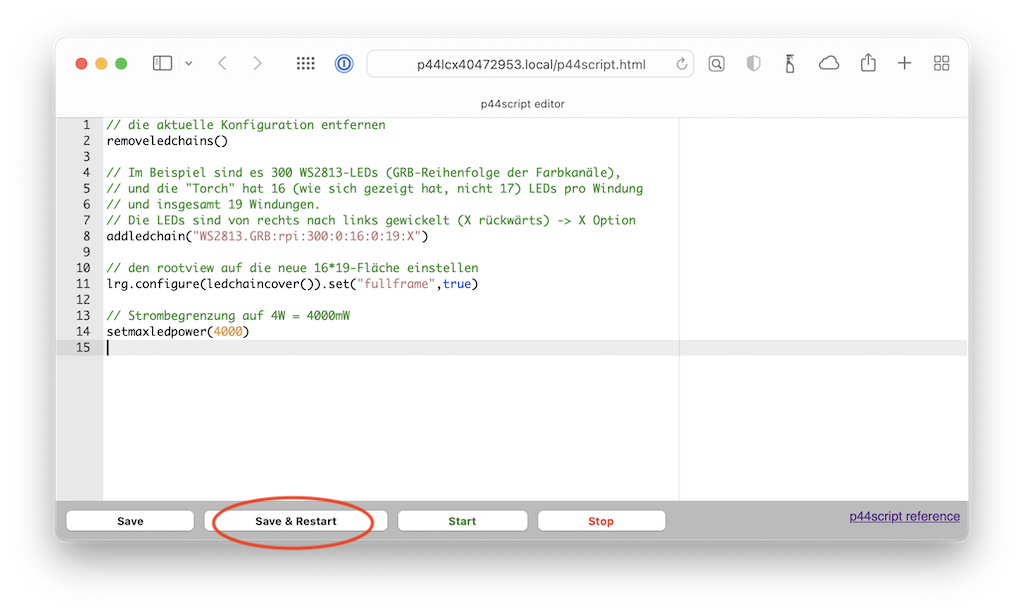 LED Configuration in Mainscript